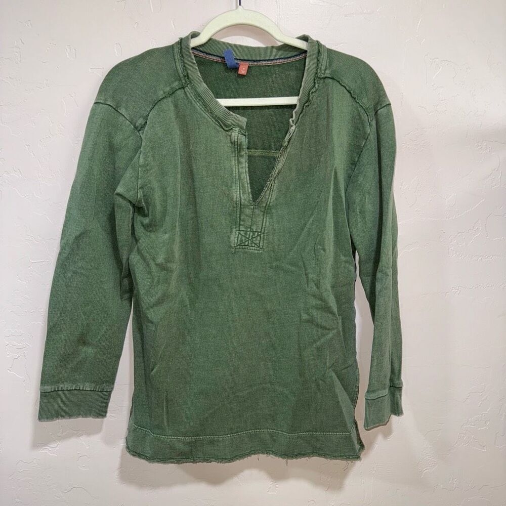 Pilcro Anthropologie Womens Split Hem Tunic Sweatshirt Top medium Green